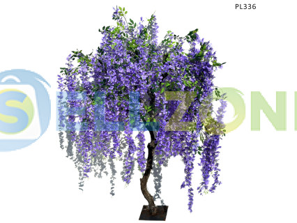 Μεγάλο τεχνητό δέντρο γλιτσίνια για διακόσμηση 1,8 m σε μωβ χρώμα - PL336